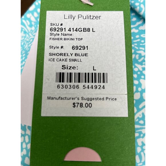 Lilly Pulitzer Fluorescent Printed Bikini Top With Adjustable Straps Sz L - New - Picture 7 of 8